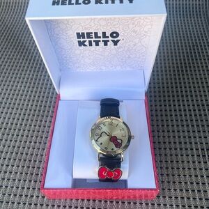 Hello Kitty Black and Red Bow Gold-Tone Watch